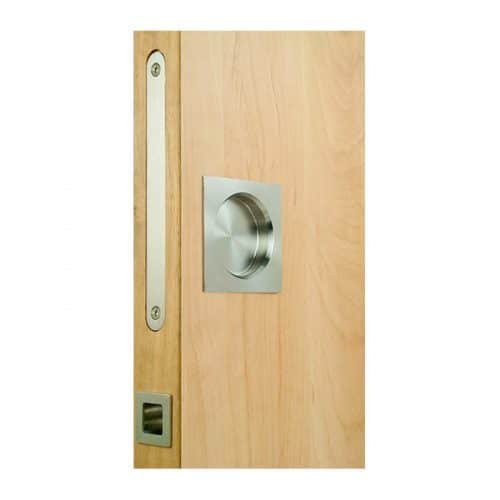 Serrure pour porte coulissante à galandage carrée en inox fonction borgne