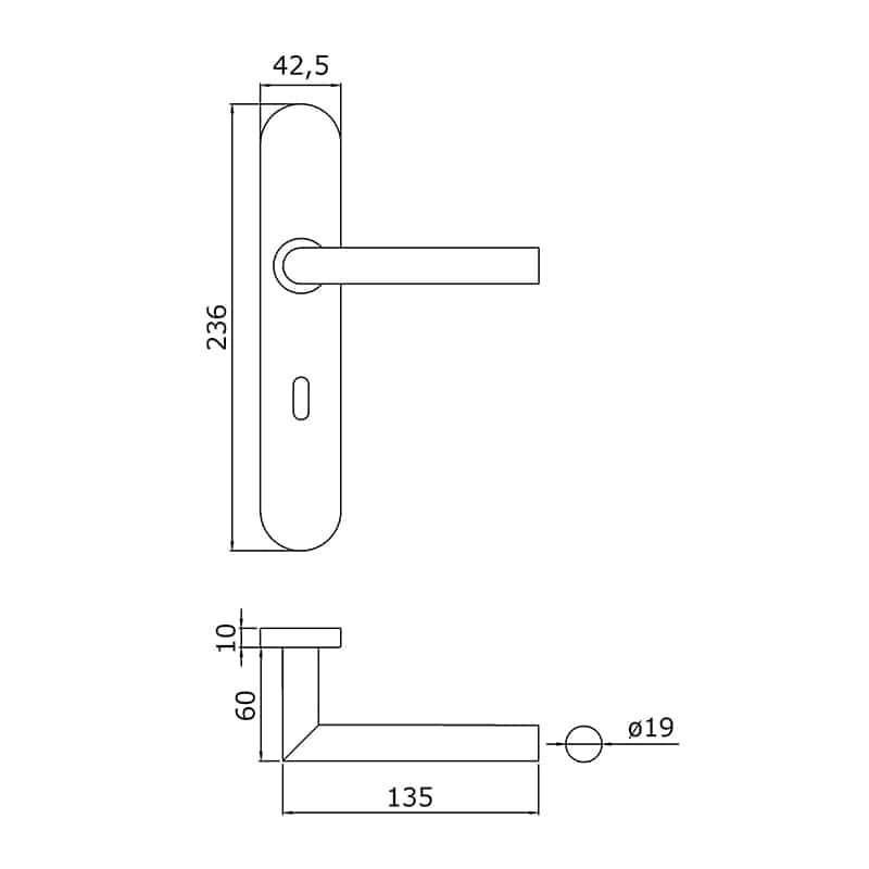 Schéma des poignées de portes sur plaque Lazer fonction clé L